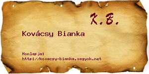 Kovácsy Bianka névjegykártya